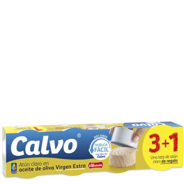ATUN CLARO EN ACEITE DE OLIVA VIRGEN EXTRA CALVO 65G 4U