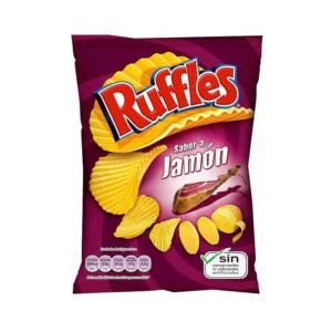 PATATAS FRITAS ONDULADAS SABOR A JAMON PRESUNTO RUFFLES 115G