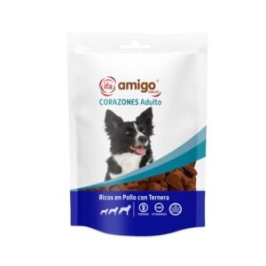CORAZONES PERRO ADULTO POLLO Y TERNERA AMIGO 350G
